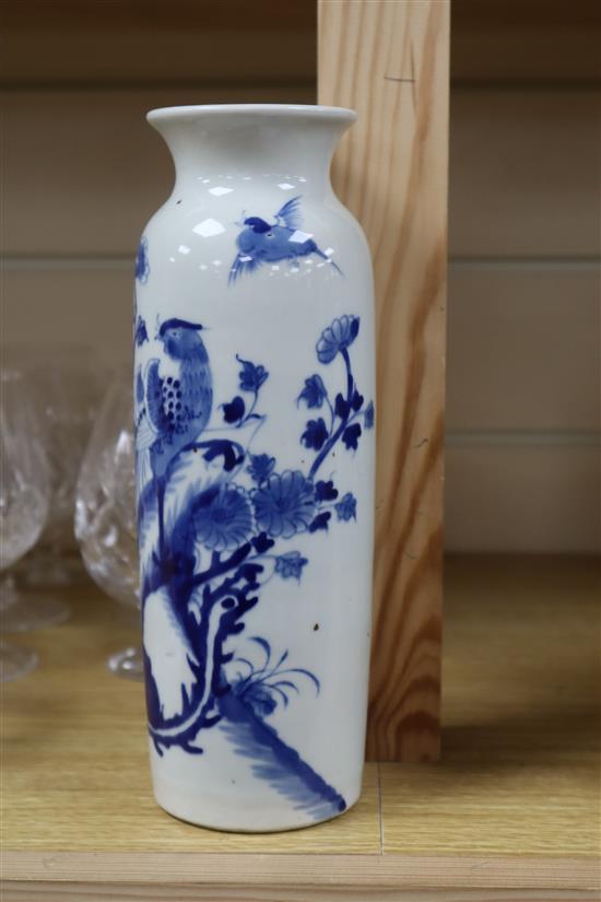 A Chinese blue and white sleeve vase height 23cm
